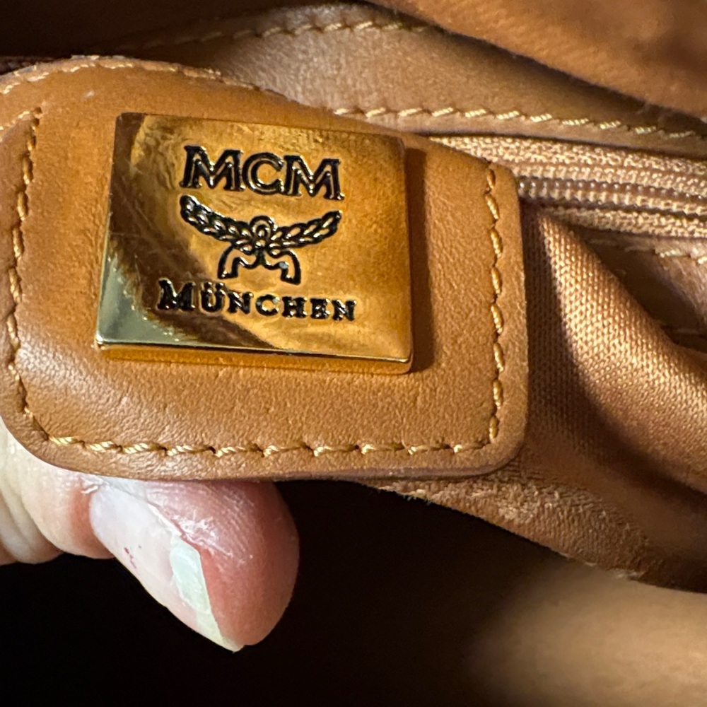 MCM Cognac Leather Satchel with Gold Accents - Picture 10 of 16
